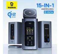 Baseus USB C Hub a DP 4K @ 60Hz HDMI DisplayPort 11-en-1 estación de acoplamiento Triple pantalla RJ45 PD 100W para ventana Mac USB 3,1 HUB 11-in-1 for Windows