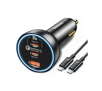 Baseus 160W Cargador Coche Carga Rapida de 3 Puertos, QC5.0 PD3.0 PPS USB Cargador de Mechero de Coche, USB C Cargador de Coche para iPhone 15 14 13 Samsung S24 S23 Ultra iPad MacBook Pro Tablet etc