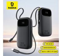 Baseus 22,5 W 10000 mAh 20000 mAh Banco de energía USB-C retráctil incorporado y cable Lightning para iPhone 16 Samsung S25 Xiaomi Poco Blue