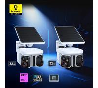 Baseus 2Pcs Security X1 Pro, Cámara Dual Inalámbrica para Exteriores, Cámara 3K con Panel Solar, Reconocimiento Facial, Cámara Inteligente con IA, con Tarjeta SD de 32G