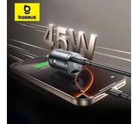 Baseus 45W cargador de coche UFCS PPS QC PD carga rápida para tabletas iPhone 17 16 15 14 Samsung Xiaomi HUAWEI Mini cargador de teléfono de coche