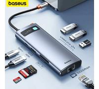 Baseus 4K 60Hz USB C Hub tipo C a Puerto Ethernet PD 100W adaptador para Macbook Pro USB 3,0 Hub portátil Tablet Accesorios 8-in-1 Hub