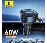 Car Charger Baseus Enjoyment Pro with cable USB-C, 60W (Black)