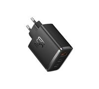 Baseus - Cargador USB C, 65 W, Fuente de alimentación de 3 Puertos PD, con PPS, Cargador rápido GAN Compatible con MacBook Pro/Air, iPhone 16/15/14/13/12, iPad Pro, Galaxy S25 Ultra, S24-S20, etc
