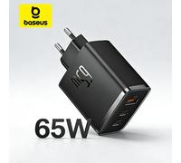 Baseus 65W USB C cargador GaN soporte QC PD carga cargador rápido portátil para iPhone 17 16 15 Xiaomi cargador de ordenador portátil