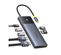 Baseus 7 en 1 USB C Hub Dual HDMI Adaptador para MacOS con 2 HDMI, 10Gbps USB-A y USB-C, 2 USB-A 3.0, 100W PD, estación de Acoplamiento para Ordenador portátil MacBook Pro Air M1 M2 M3