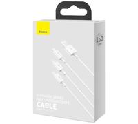 BASEUS Accesorios Marca Modelo Cable USB 3In1 Superior Series, USB para Micro USB/USB-C/Lightning, 3.5A, 1.2m (Blanco)