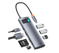Baseus Adaptador multipuerto USB C Hub con HDMI 4K, Base USB C 7 en 1 con Carga de 100 W, 3 USB-A 5 Gbps, Lector de Tarjetas TF/SD, Adaptador USB C Compatible con Windows/Mac/iPad/Steam Deck/Rog Ally