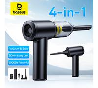 Baseus-aspiradora de coche, soplador de aire, inflado de bombeo, potente aparato de limpieza portátil para coche, limpiador de vehículos inalámbrico en forma de T Black