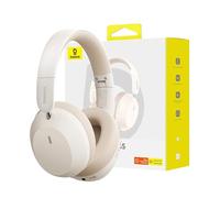 Baseus Auriculares Bluetooth sobre la Oreja con Graves potentes, 50 Horas de autonomía, claridad de Llamadas ENC, Aislamiento del Ruido, Ajuste cómodo, Ligeros y Plegables (Blanco)