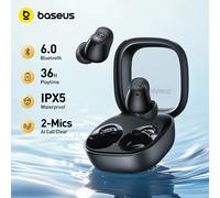 Baseus Bass WM02s Auriculares inalámbricos Bluetooth 6.0 TWS Mini y compactos, cómodos de usar, 36 horas de duración de batería, IPX5 Black