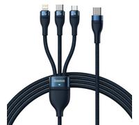 Baseus Cable USB 3 en 1 Flash Series 2, USB-C + Micro USB + Lightning, 100 W, 1,5 m (Azul)