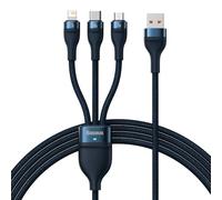 Baseus Cable USB 3 en 1 Serie Flash – USB-C, Micro y Lightning, 66 W, 1,2 m (azul)