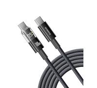 Baseus Cable USB C con Pantalla Digital, Cable de Carga Rápida Tipo C a C de 100 W con 480 Mbps, Cable Trenzado, Compatible con iPhone16/16Pro/16Pro Max/15, Samsung S24U, Macbook, Surface Laptop, 2m