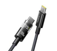 Baseus Cable USB C con Pantalla Digital, Cable de Carga Rápida Tipo C a C de 100 W con 480 Mbps, Cable Trenzado, Compatible con iPhone16/16Pro/16Pro Max/15, Samsung S24U, Macbook, Surface Laptop, 1m