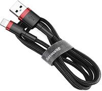 Baseus Cable Cafule de carga rápida y datos para iPhone X/XS/XR/XS Max 2.4A Kevlar 50 cm Rojo/Negro