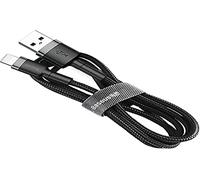 Baseus Cafule - Cable de carga rápida y datos compatible con iPhone X / XS / XR / XS Max, 2.4A, resistencia Kevlar, 50 cm, Gris/Negro