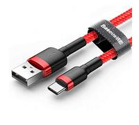Baseus Cable Cafule - USB a USB-C para conectar y cargar, 2 A, 2 m, Rojo