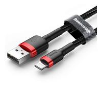 Baseus Cable Cafule de carga rápida y datos para iPhone X/XS/XR/XS Max 2.4A Kevlar 50 cm Rojo/Negro