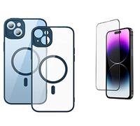 Baseus Carcasa magnética Transparente y Vidrio Templado para iPhone 14 Pro (Azul)