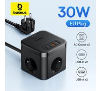 Baseus-cargador de 30W, regleta de alimentación rápida, salida de 4000W 3AC, estación de carga de escritorio, protección contra sobretensiones para tableta, iPhone, Samsung, Xiaomi