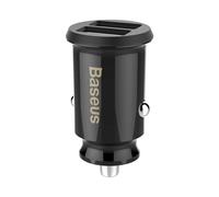 Baseus Cargador de Coche Mechero con 2 Puertos USB 15.5W Compacto, Negro