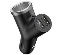 BASEUS Cargador de Coche Tipo Y con Doble Puerto USB 3.4A y Toma de Mechero de 40 W, Adaptador de Carga Rápida 12V-24V para Teléfono Móvil, GPS y Cámara de Salpicadero en Camión o Turismo