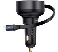 Baseus Cargador de Coche USB-C (H) /Lightning (M) con Cable Retráctil 55W Negro
