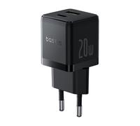 Baseus Cargador Rápido 20W 2 Puertos (USB-C/USB-A) Power Delivery 3.0 & Quick Charge 3.0 para Interiores, Enchufe EU, Negro