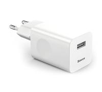 Baseus - Cargador Rápido Baseus (24W) QC 3.0 para Samsung, Huawei, Xiaomi... - Blanco