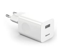 Baseus - Cargador Rápido Baseus (24W) QC 3.0 para Samsung, Huawei, Xiaomi... - Blanco