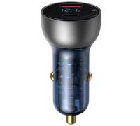 Baseus Cargador Rápido de Coche USB-C + USB QC+PPS 65W Plata