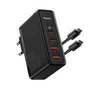 Baseus Cargador USB-C 100W 4 Puertos, Alimentación GaN PD 100W, Cargador USB-A, Compatible con MacBook Pro Air, iPhone 16 Pro 15 14 13, Ordenador portátil, iPad, Samsung