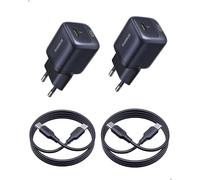 Baseus Cargador USB C 45W, Pack de 2 Cargadores Rápidos GaN, Adaptador de Corriente PPS PD para iPhone 17/16/15 Pro Max, Samsung Galaxy S25 Ultra/S24, iPad, MacBook, Pixel (Incluye Cable USB-C de 1 m)