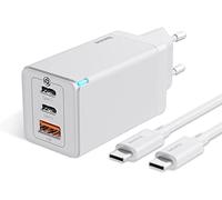 Baseus Cargador USB C GAN III 65W, USB Multiple Cargador rápido PD 3.0 y QC 3.0, Enchufe Tipo C de Pared Compacto para Macbook, IP-ad Pro, Samsung Galaxy, Note, Huawei, Xiaomi, Lenovo