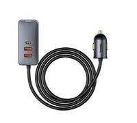 Coche Rápido Cargador Con Cable de Extensión 12-24V 120W 2xUSB+ 2xUSB-C, Gris,