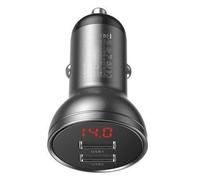 Baseus Cargador de Coche con Dual USB Digital Display - 4.8A - Gris