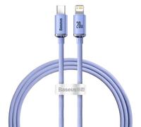 Baseus Crystal Shine Series - Cable de datos de carga rápida tipo C a iP 20W 1,2 m, color morado