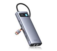 Baseus Docking Station 4K @ 120Hz, 9 en 1 Dockingstationen 2 HDMI Dual Monitor, 1000Mbp Ethernet, 100W PD, TF/SD Kartenleser, 3 USB, Multiport Adapter für MacBook/DELL/HP/Surface/Lenovo und Mehr PC