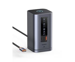 Baseus Docking Station, Serie Spacemate 11 en 1 Estación de Acoplamiento 3 Monitores con 2*HDMI 1*DP 4K@60Hz, 3*USB-A/C 10Gbps, Ethernet 1 Gbps, 100W PD, HUB USB C para Laptop DELL/HP/Mac/Lenovo/Acer
