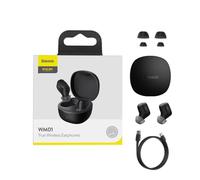 Baseus Earphone Bluetooth Encok WM01 True Wireless BT 5.3 Black (NGTW240001)