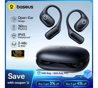 Baseus Eli 2i Fit auriculares abiertos inalámbricos verdaderos Bluetooth 6,0 ganchos para la oreja auriculares IPX5 auriculares deportivos impermeables Bass Boost White