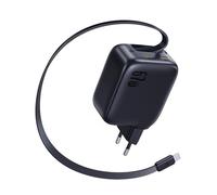 Baseus Enercore Cargador USB C de 67W con Cable Retráctil, Charger GAN con 2 Puertos USB-C, Cargador Rápido Compacto Compatible con MacBook Pro, DELL, HP, iPad, iPhone 16/15/14/13/12Pro, Galaxy S25