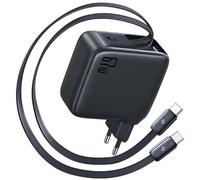 Baseus EnerCore CJ21 Cargador con cable retráctil, 3 x USB-C 67 W, negro (E0121D00)