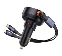 Baseus Enjoyment Pro Cargador de Coche con Cable Retráctil USB-C/Lightning 60W Negro