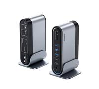 Baseus Estación de Acoplamiento 17 en 1, 3 monitores, 4 K @ 60 Hz, Adaptador con 2 HDMI, DisplayPort, 5 USB Data 3.0 5 Gbps, PD 100 W, Gigabit Ethernet para HP/Lenovo/DELL/MacBook/Surface Laptop