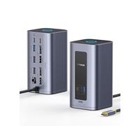 Baseus Estación de acoplamiento USB-C, Nomos Air Mac 12 en 1, estación de acoplamiento 2 monitores, 4K HDMI o DP, puertos USB de 10 Gbps, 100 W PD, Gigabit Ethernet, compatible con macOS/Win (sin
