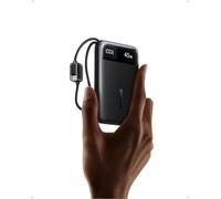 Baseus FC11 - Batería externa de 45 W y 10000 mAh con 2 cables USB-C integrados, batería externa mini con certificación CCC y pantalla LED, batería externa para móviles para iPhone 17/16/15/14 Pro Max