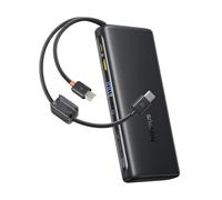 Baseus FC41 145W 25000mAh Powerbank Laptop Schnellladen Power Bank mit 2 integrierte USB-C Kabel Externe Handyakkus für MacBook Pro, iPhone 17/16/15, DELL, HP, SteamDeck, Samsung, Negro