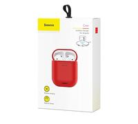 Baseus - Funda Protectora de inducción para AirPods [WIAPPOD-09] Base Protectora de Silicona Soporte de Carga inalámbrica para AirPods - Rojo